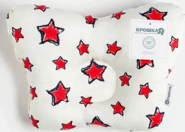 Подушка анатомическая Крошка Я "Red stars", 26х22 см, 100% хлопок, сатин