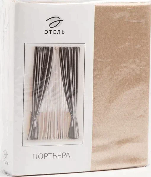 Штора портьерная "Этель" ширина 135 см, высота 260 см, цвет светло-бежевый, глянцевая