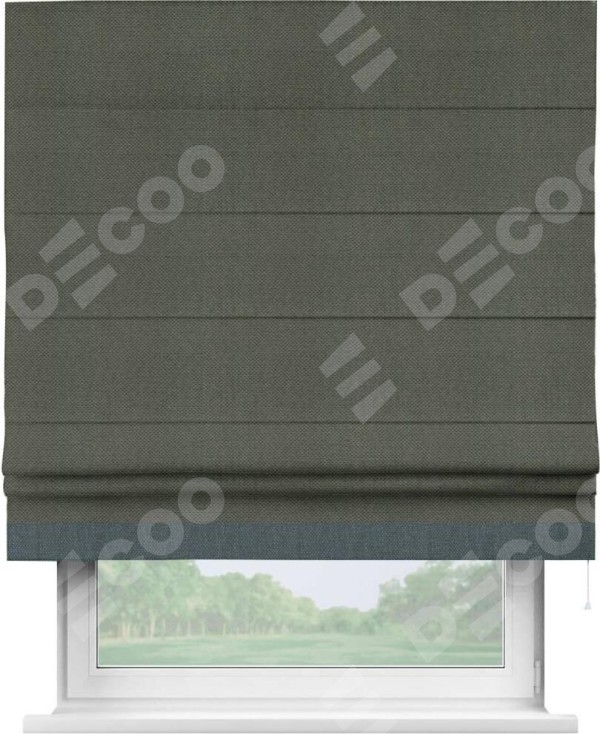 Римская штора «Кортин» с кантом Джестер, для проема, ткань лён димаут, графит