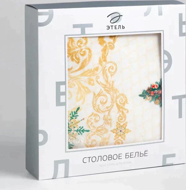 Скатерть  Этель "Golden Christmas" скатерть 150*220 +/-3см с ГМВО, 100%хл, 190г/м2