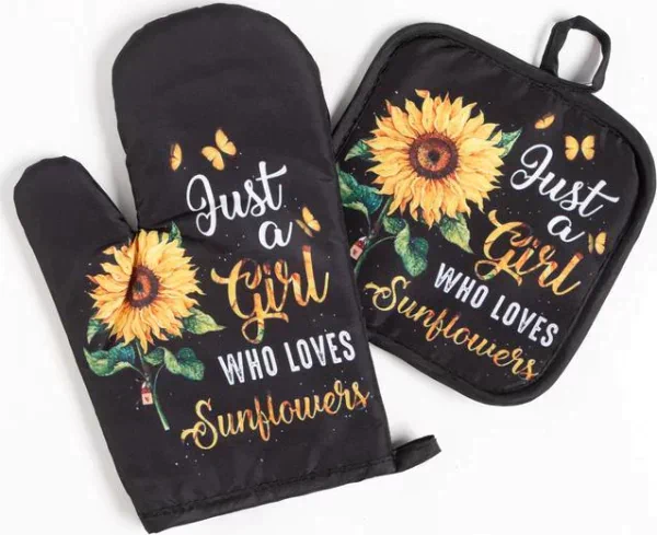 Кухонный набор Доляна Sunflowers, прихватка 17*17 см, рукавица 26*16 см,100% п/э