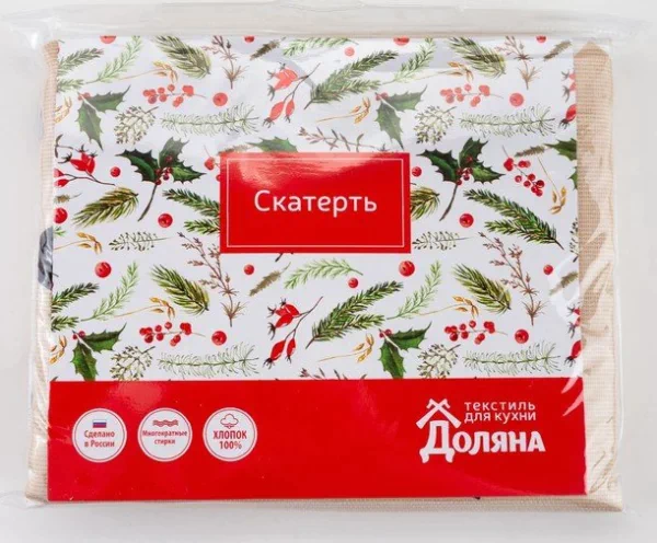 Скатерть "Доляна" Merry Christmas 146х110см, 100%хл, рогожка 164 г/м2