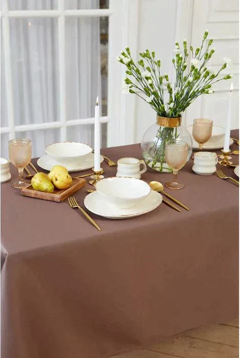 Скатерть "Этель" Elegance 150*180 +/-3см, цв.кофейный, пл. 192 г/м2, хл с ВГМО