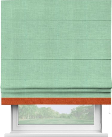 Римская штора «Кортин» с кантом Джестер, для проема, ткань лён светло-бирюзовый