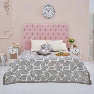 Покрывало хлопковое Этель «Листопад» 200х240 см, цвет серый, 100% хлопок, 300гр/м2