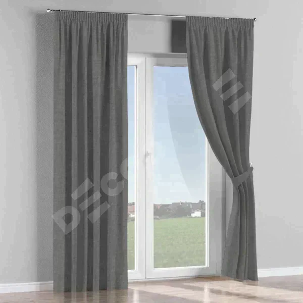 Комплект штор лён тёмно-серый, на тесьме «Карандаш»