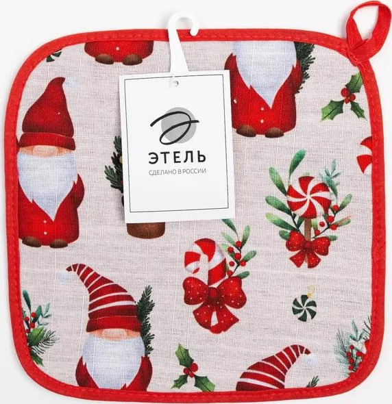 Прихватка Santa Claus 19х19см, 100% хл, репс 210 г/м2, ватин 250г/м2