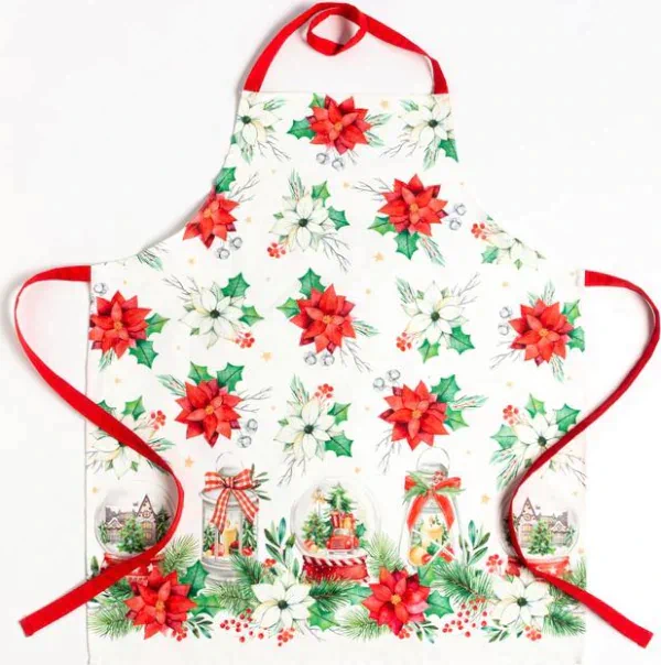 Набор подарочный "Этель" Christmas red flowers, фартук, полотенце, прихватка