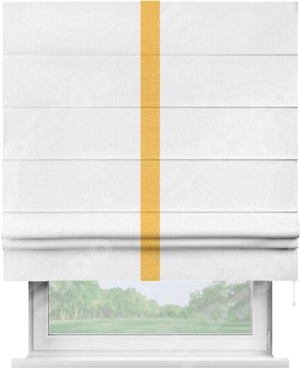 Римская штора «Кортин» с кантом Хайвэй, для проема, лён белоснежный