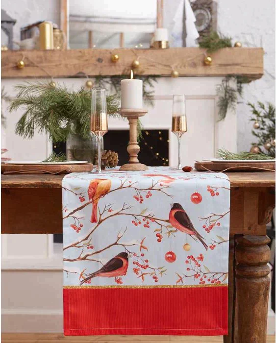 Дорожка на стол "Winter birds" 40*147 см, 100% хл, саржа 190гр/м2
