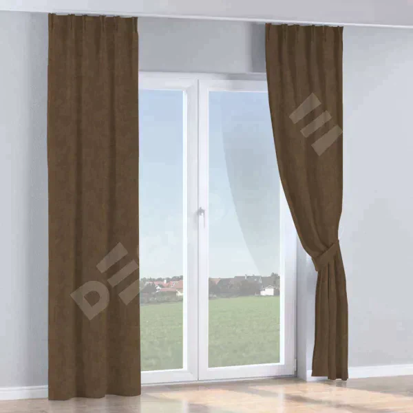 Комплект штор канвас коричневый, на тесьме «Кустик»
