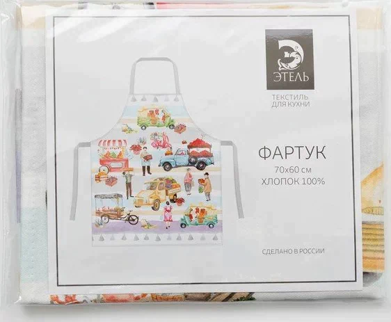 Фартук Этель Food market 70х60 см, 100% хлопок, саржа 190 г/м2