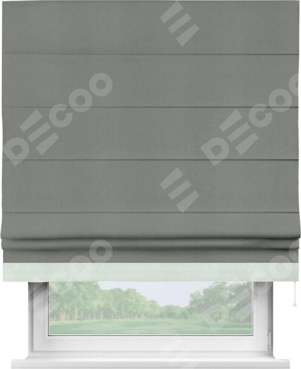 Римская штора «Кортин» с кантом Джестер, для проема, ткань блэкаут однотонный тёмно-серый