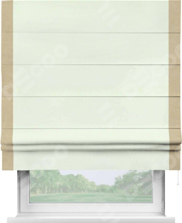 Римская штора «Кортин» с кантом Стрим Дуо, для проема, ткань вельвет кремовый