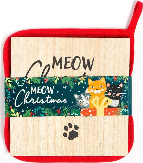 Новогодний набор кухонный Meow Christmas подставка, прихватка