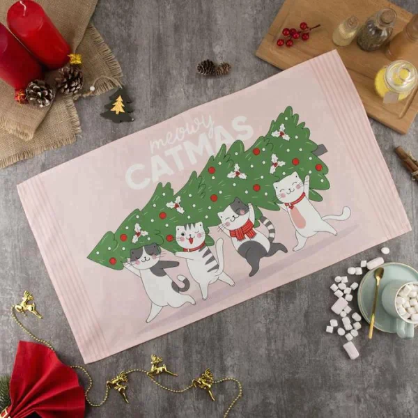 Полотенце "Этель"  Meowy Catmas 40х73 см, 100% хл, саржа 190 гр/м2