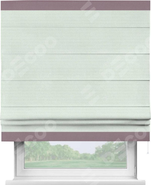 Римская штора «Кортин» с кантом Горизонт, для проема, ткань блэкаут однотонный дымчато-молочный