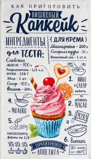 Набор полотенец "Этель" Капкейк 40х73 см - 2 шт, 100% хл, саржа 190 г/м2