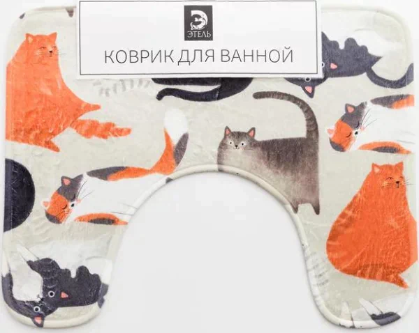 Коврик для ванной Этель "Котики", 50х40 см, велюр