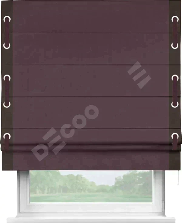 Римская штора «Кортин» с кантом Стрим Дуо (люверсы с пояском), для проема, ткань блэкаут однотонный цвет сиреневый