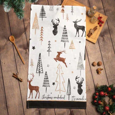 Полотенце "Доляна" X-Mas 40х70см, 100%хл, рогожка 164 г/м2