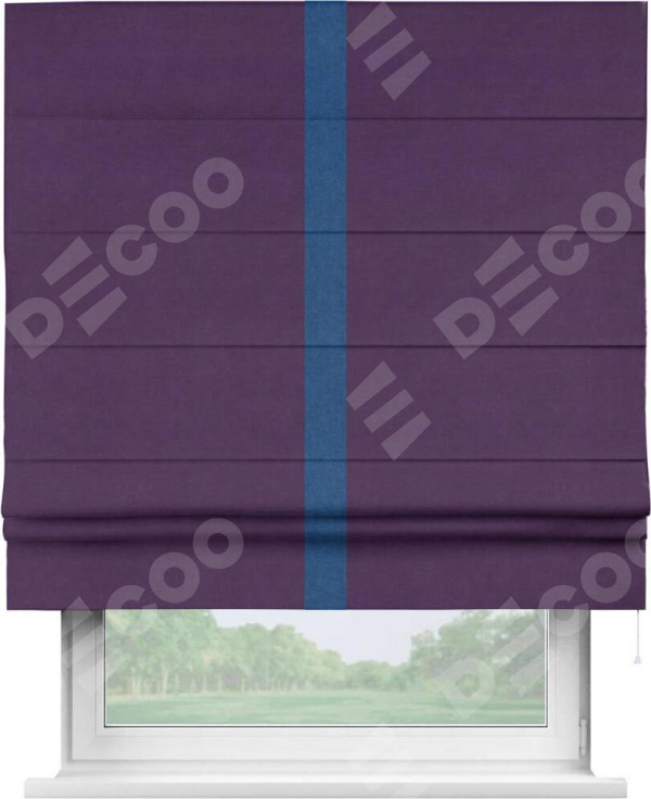 Римская штора «Кортин» с кантом Хайвэй, для проема, ткань вельвет темно-фиолетовый