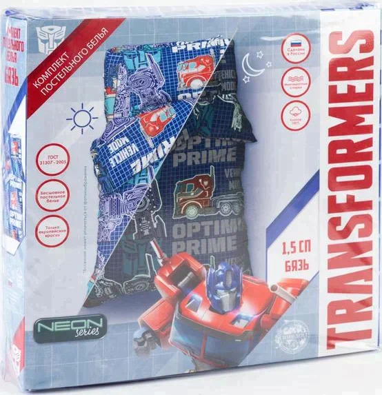 Постельное бельё 1,5 сп Neon Series "Optimus Prime" Transformers 143*215 см, 150*214 см, 50*70 см -1 шт