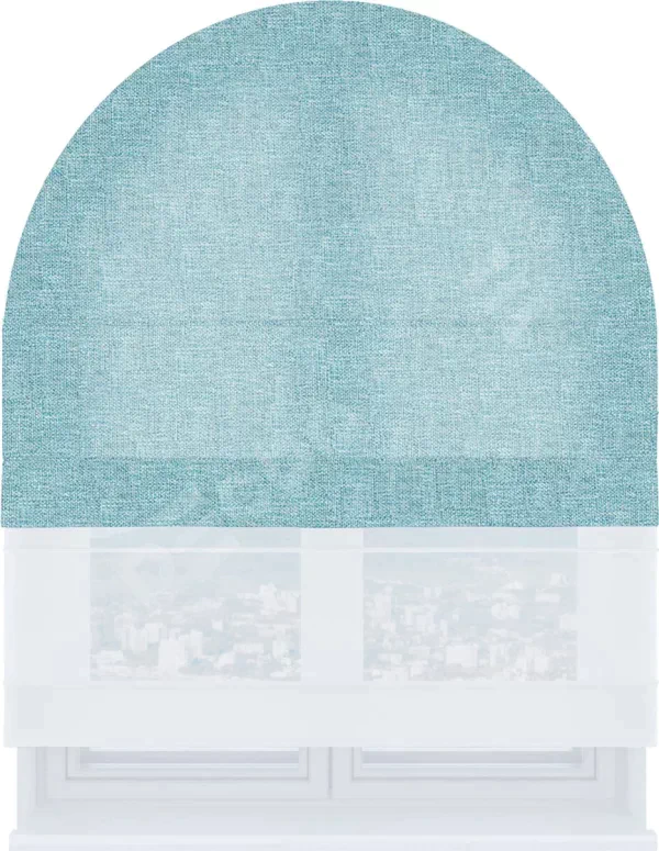 Римская штора «Кортин» день-ночь для арочного проёма, ткань лён кашемир голубой