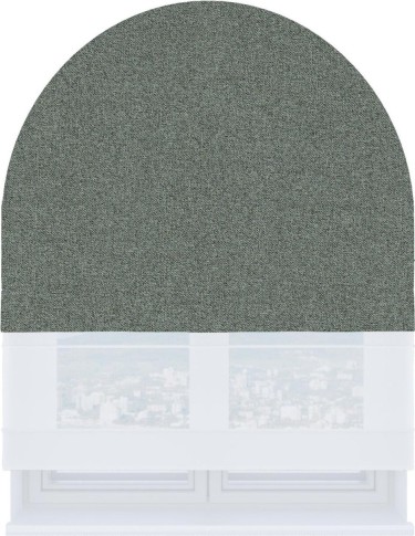 Римская штора «Кортин» день-ночь для арочного проёма, лён блэкаут серый