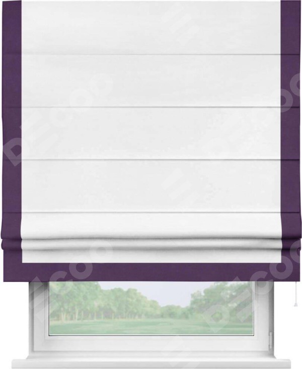 Римская штора «Кортин» с кантом Виктория, для проема, ткань вельвет дымчато-белый