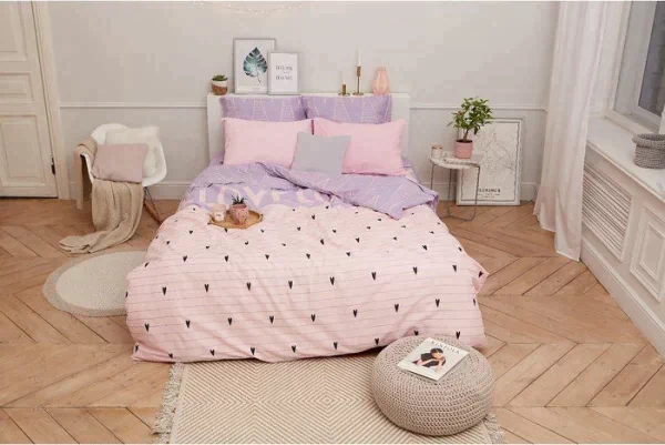 Постельное бельё «Этель» 1.5 сп Violet love 143*215 см, 150*214 см, 70*70 см - 2 шт, бязь 125 г/м2