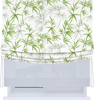 Римская штора «Кортин», день-ночь с мягкими складками, «Зелёный бамбук»