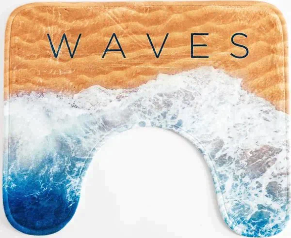 Набор ковриков для ванной Этель "Waves" 2 шт, 80х50 см, 50х40 см, велюр
