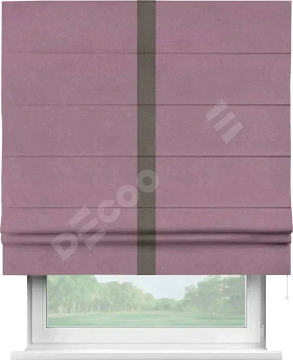 Римская штора «Кортин» с кантом Хайвэй, для проема, ткань вельвет лиловый
