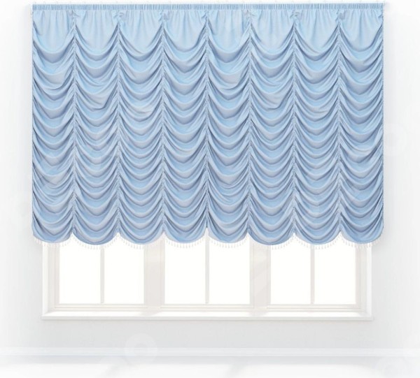 Французская штора «Кортин», вельвет голубой
