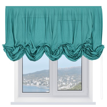 Австрийская штора «Кортин», лён изумрудный