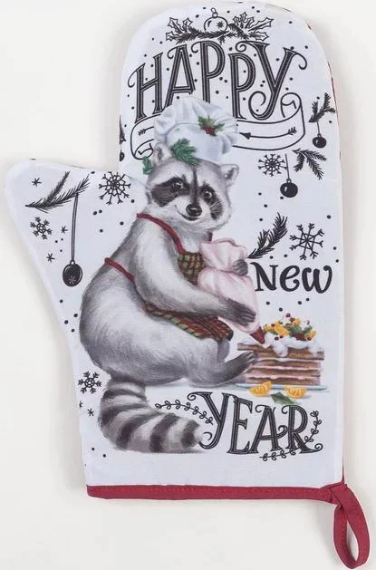 Набор кухонный Happy new year: варежка-прихватка 20х28см, прихватка 17х17 35% хл,65% п/э