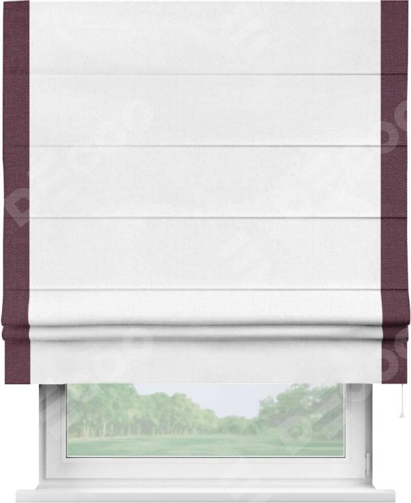 Римская штора «Кортин» с кантом Стрим Дуо, для проема, лён цвет белый