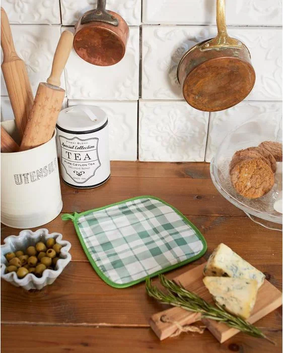 Прихватка "Этель" Eucalyptus (клетка) 19х19см,100%хл,  саржа 190 гр/м2