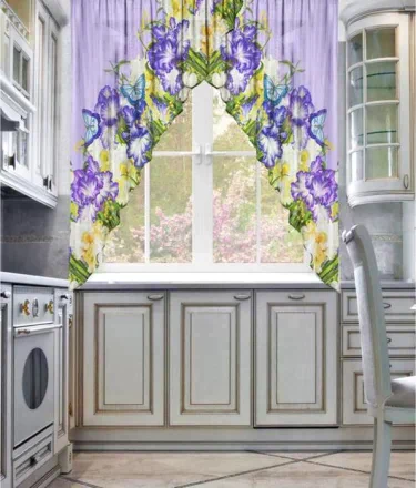 Тюль для кухни Черничный ром 250 х 170см, шифон, пэ 100%