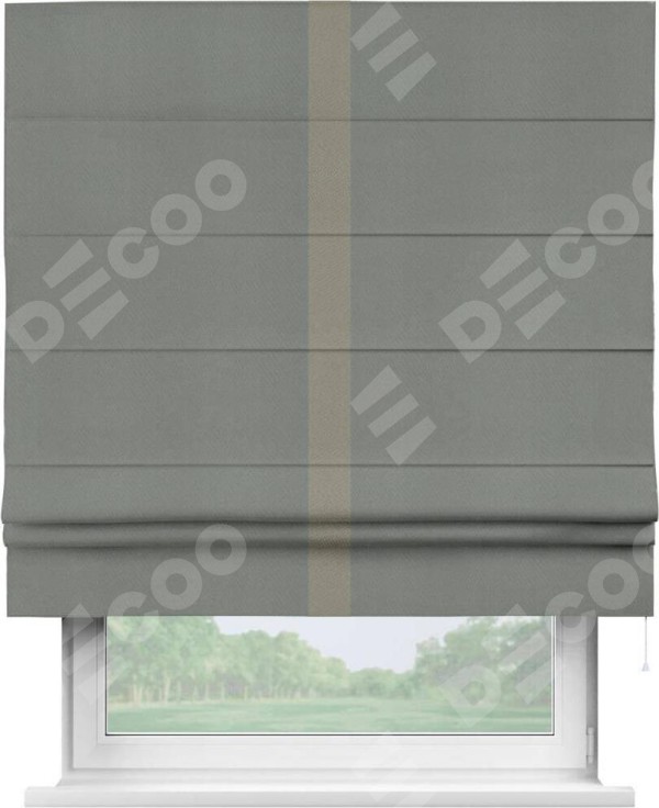 Римская штора «Кортин» с кантом Хайвэй, для проема, ткань блэкаут однотонный тёмно-серый