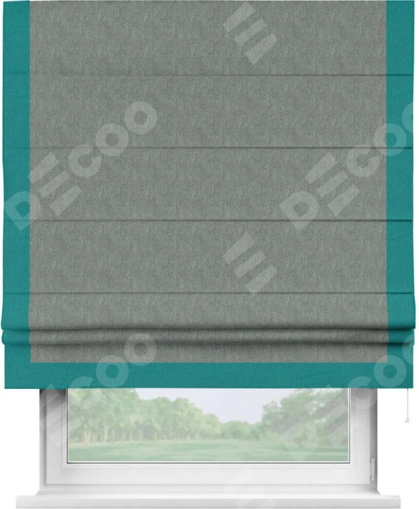 Римская штора «Кортин» с кантом Виктория, для проема, ткань лён димаут, серый