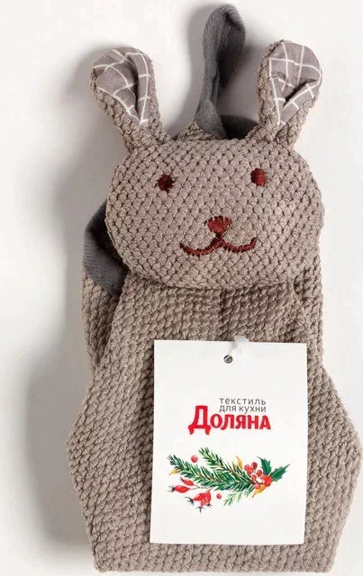 Полотенце кухонное Доляна "Заяц", цв. серый 30*30 см 280гр/м2