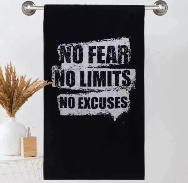 Полотенце махровое Этель ЧБ «No fear No limits», пестроткань, 70х130 см