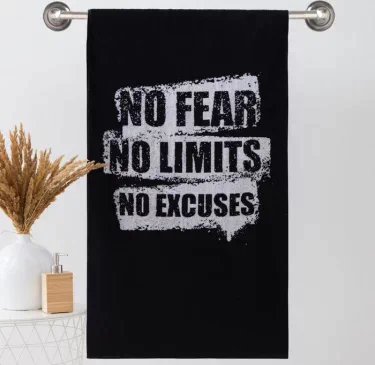 Полотенце махровое Этель ЧБ «No fear No limits», пестроткань, 70х130 см