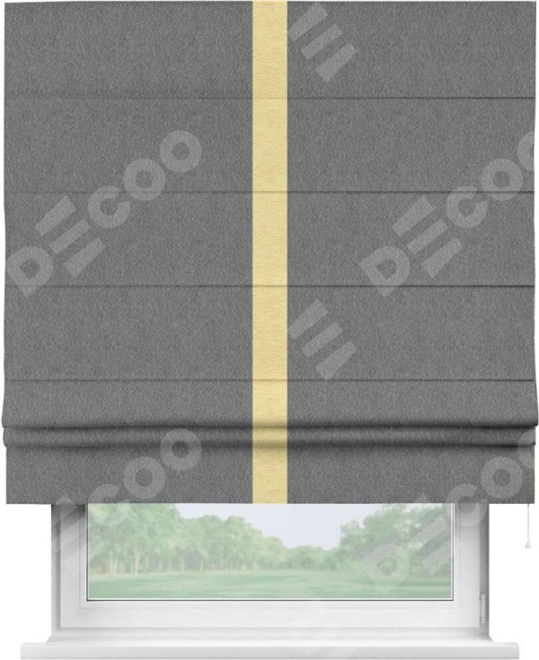 Римская штора «Кортин» с кантом Хайвэй, для проема, ткань софт однотонный серый