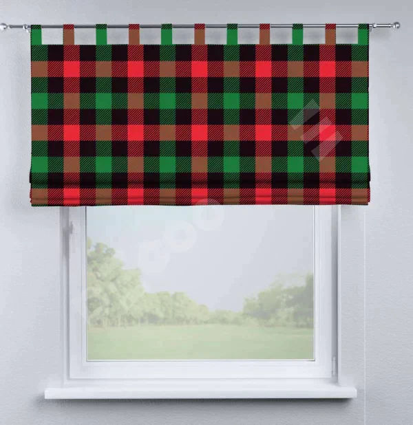 Римская штора на петлях «Красочная клетка»