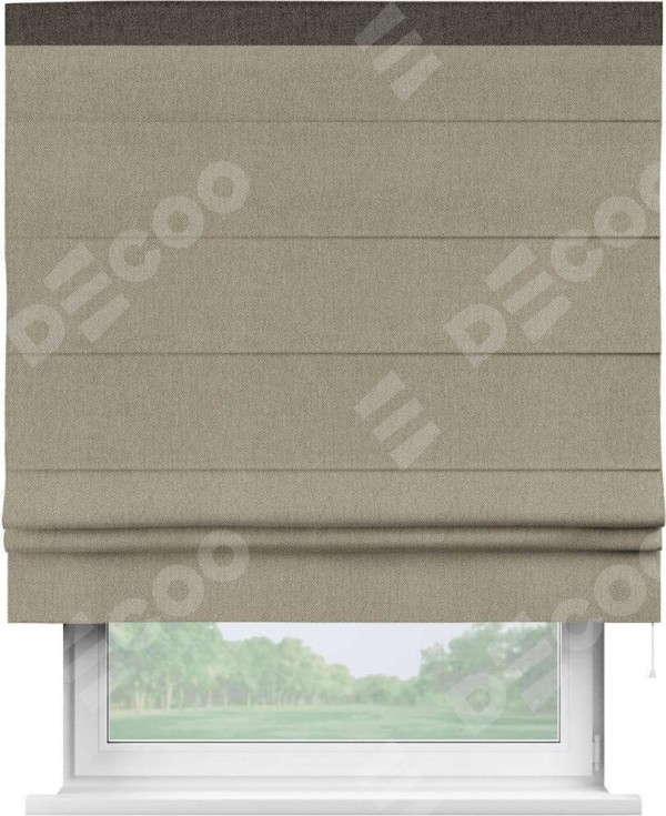 Римская штора «Кортин» с кантом Кинг, для проема, ткань твид блэкаут, кофе