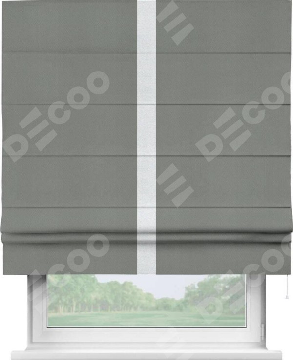 Римская штора «Кортин» с кантом Хайвэй, для проема, ткань блэкаут однотонный тёмно-серый