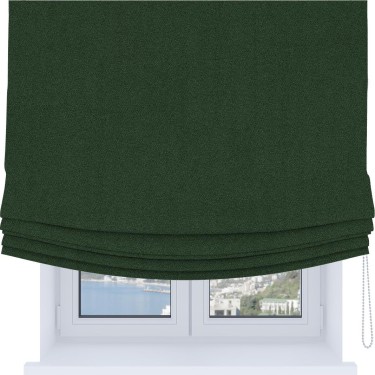 Римская штора Soft с мягкими складками, ткань лён блэкаут зелёный